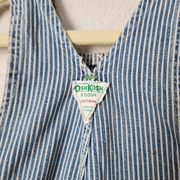 OSHKOSH x VINTAGE Union made Railroad Stripe Demin Vestbak Overalls infant - Picture 4 of 8